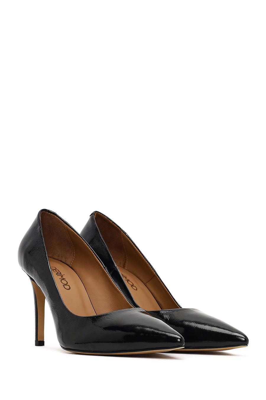Women's Black Thin Heeled Leather Stiletto