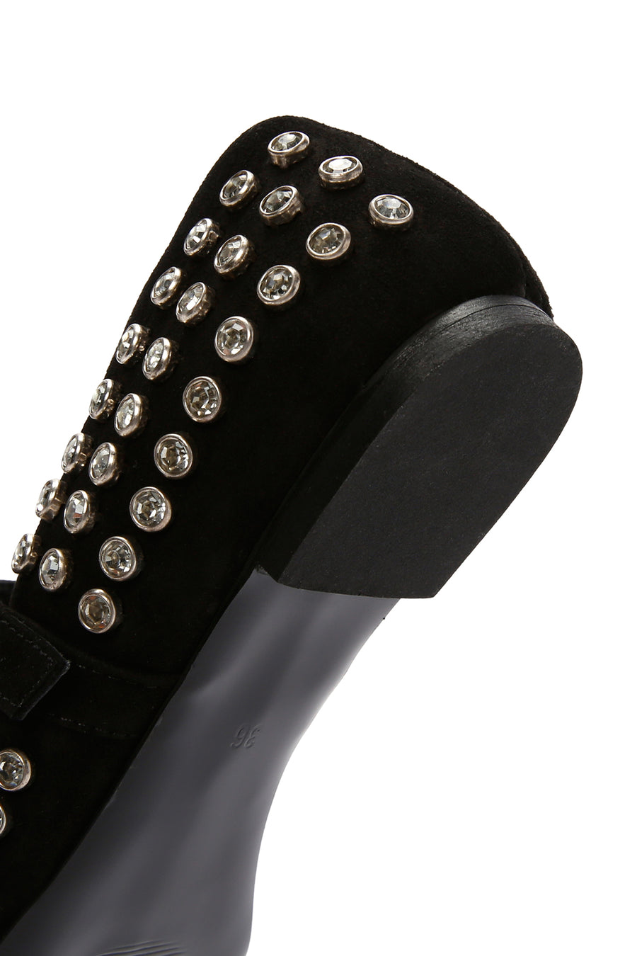Woman Black Stone Leather Babet