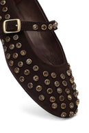 Women's Brown Stone Leather Ballet Flat | Derimod