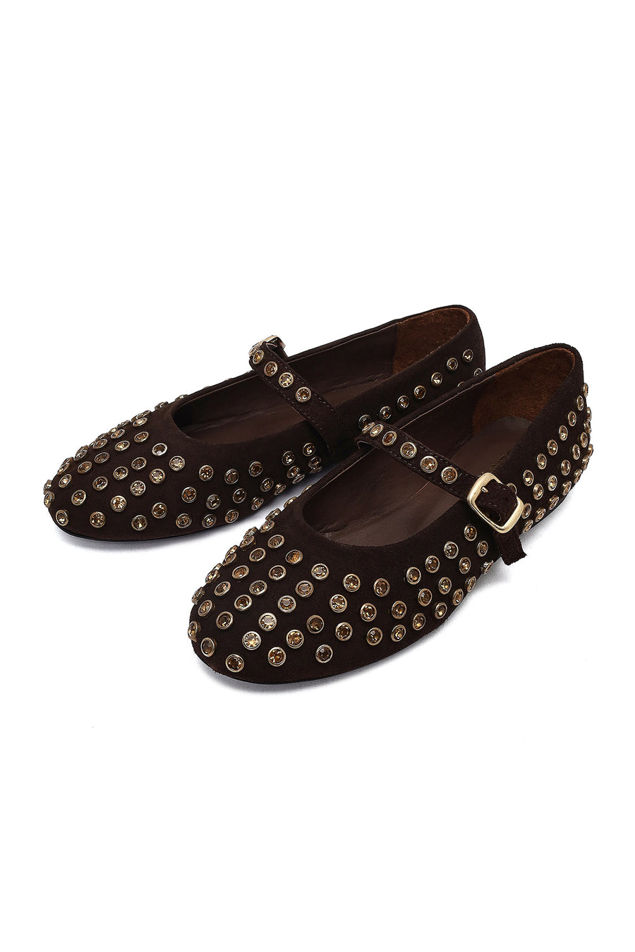 Women's Brown Stone Leather Ballet Flat