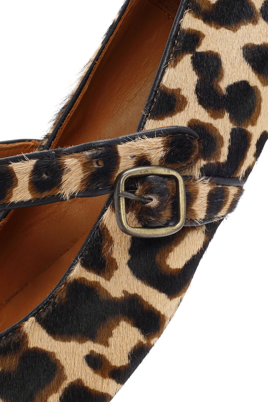 Woman Leopard Buckle Leather Babet