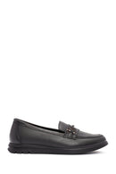 Woman Black Buckle Detail Leather Comfort Loafer | Derimod