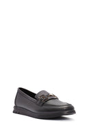 Woman Black Buckle Detail Leather Comfort Loafer | Derimod