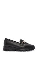 Woman Black Buckle Detail Leather Comfort Loafer | Derimod