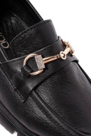 Woman Black Buckle Detail Leather Comfort Loafer | Derimod