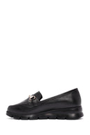 Woman Black Buckle Detail Leather Comfort Loafer | Derimod
