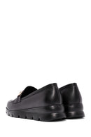 Woman Black Buckle Detail Leather Comfort Loafer | Derimod