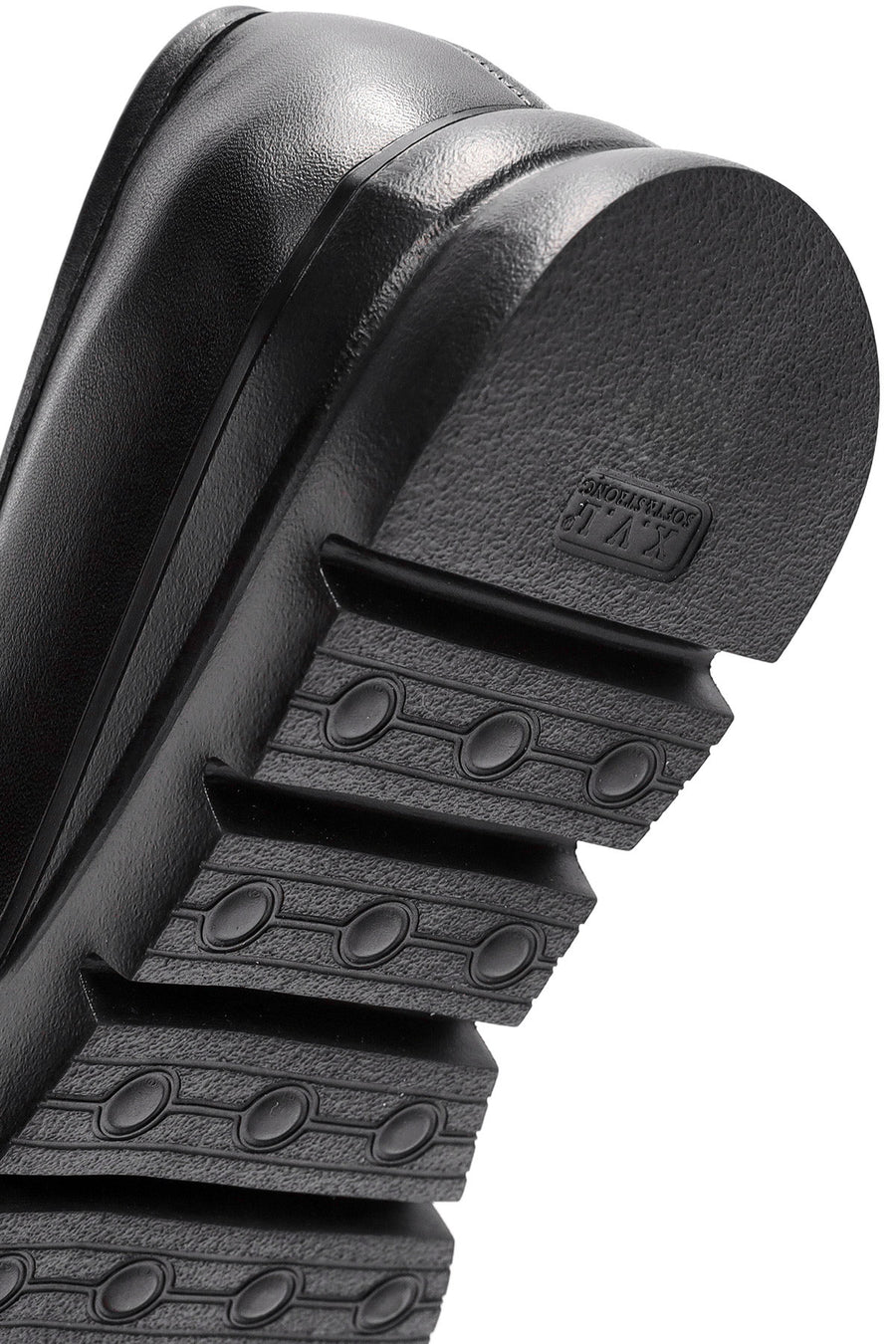 Woman Black Buckle Detail Leather Comfort Loafer