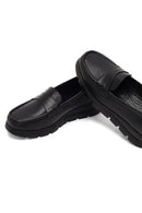 Kadın Siyah Dolgu Topuklu Deri Comfort Loafer | Derimod