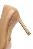 Women's Beige Thin Heeled Leather Stiletto | Derimod