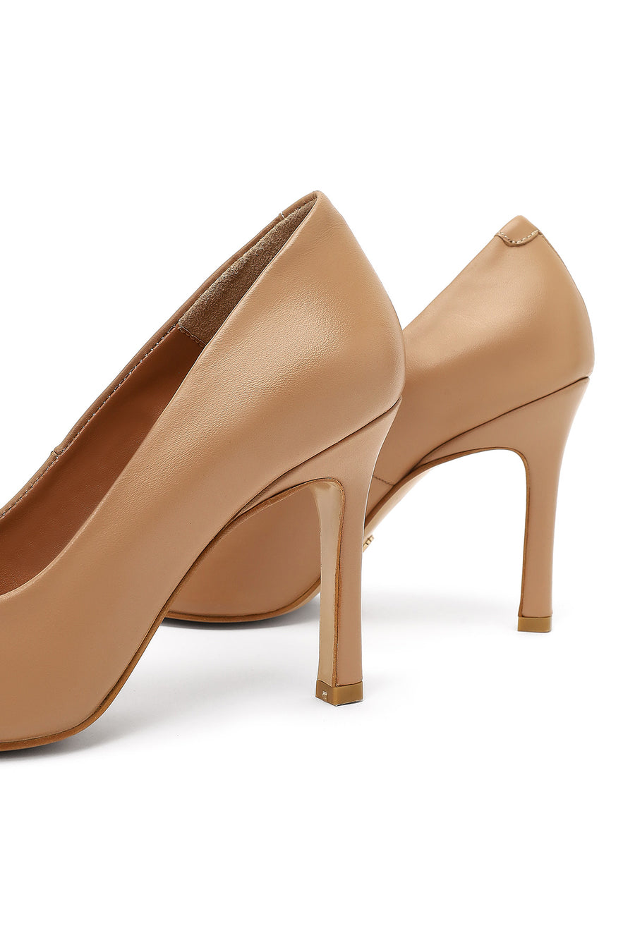 Women's Beige Thin Heeled Leather Stiletto