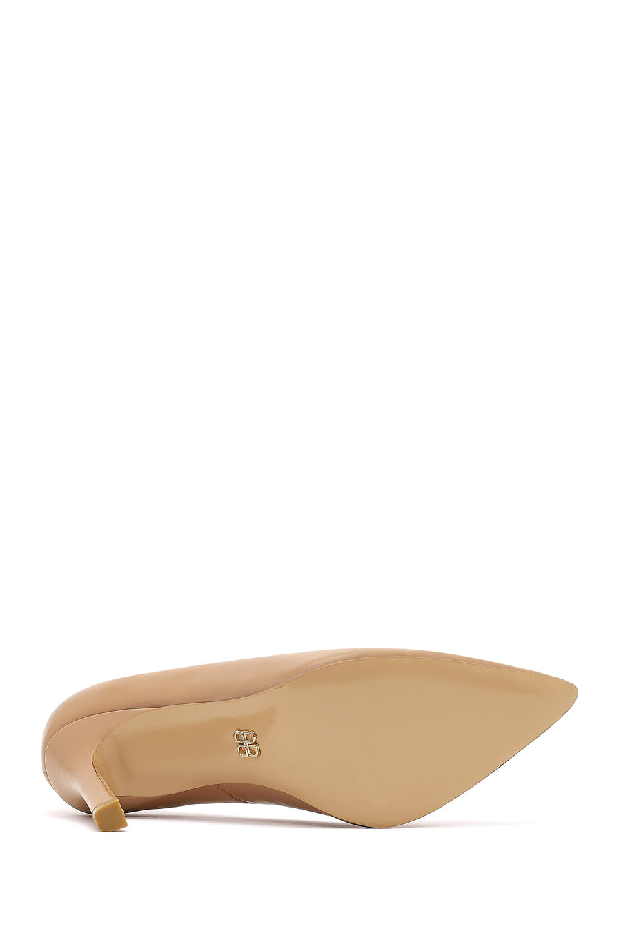 Women's Beige Thin Heeled Leather Stiletto