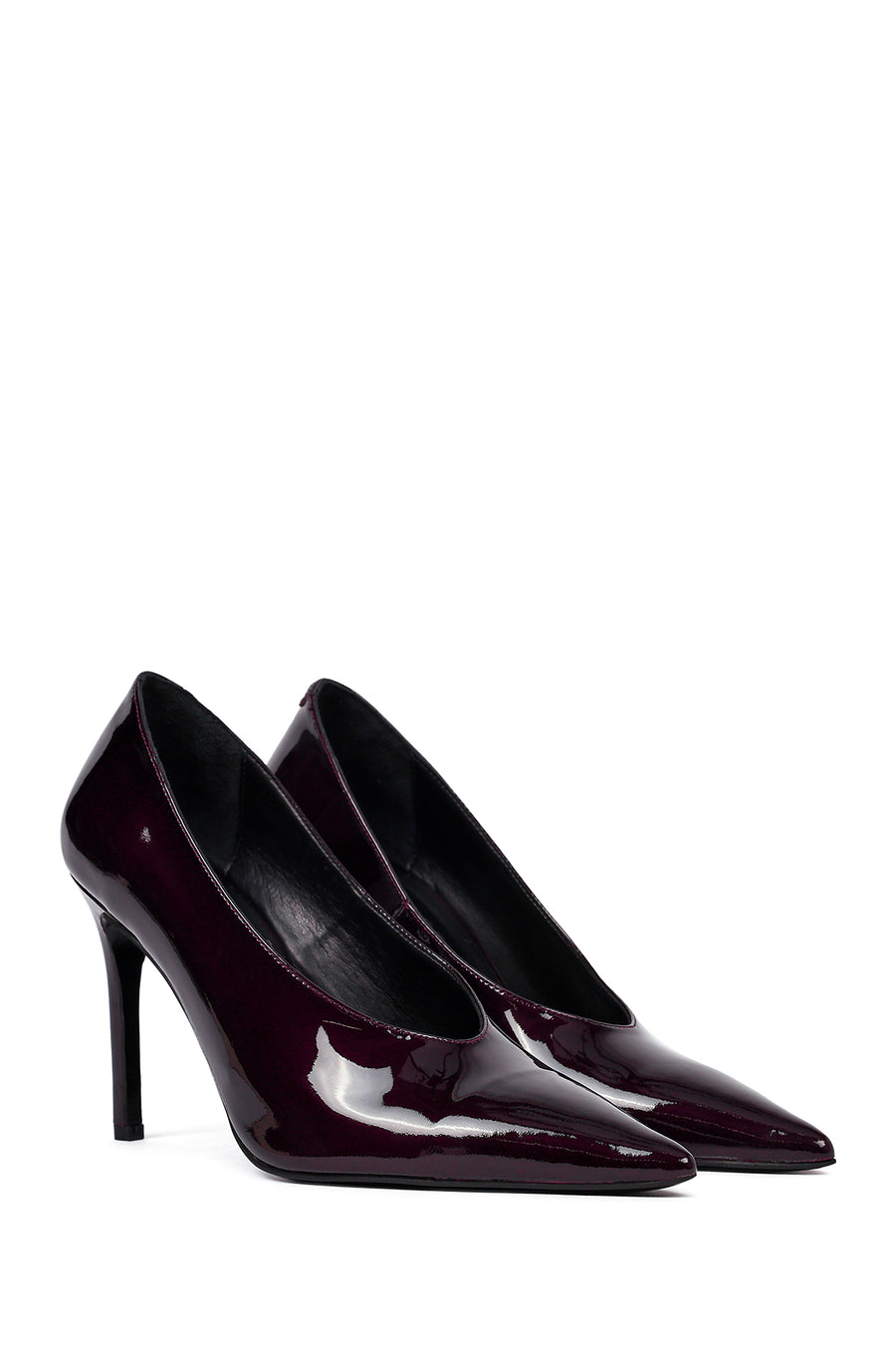 Kadın Bordo İnce Topuklu Rugan Deri Stiletto