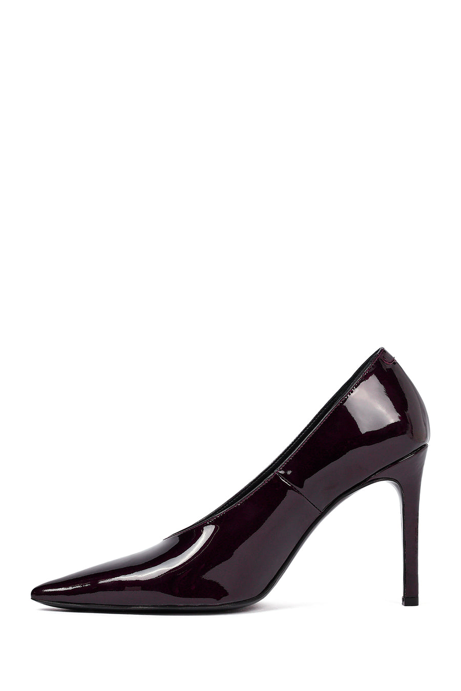 Kadın Bordo İnce Topuklu Rugan Deri Stiletto