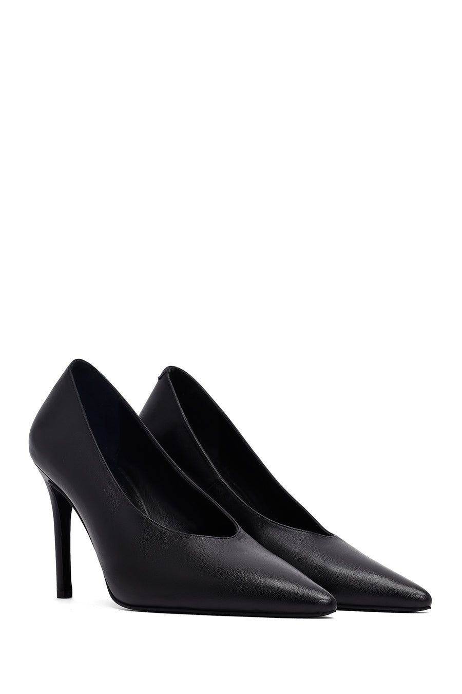 Kadın Siyah İnce Topuklu Deri Stiletto