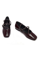 Women's Burgundy Buckled Patent Leather Ballet Flat | Derimod