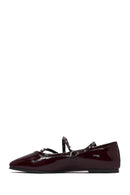 Women's Burgundy Buckled Patent Leather Ballet Flat | Derimod