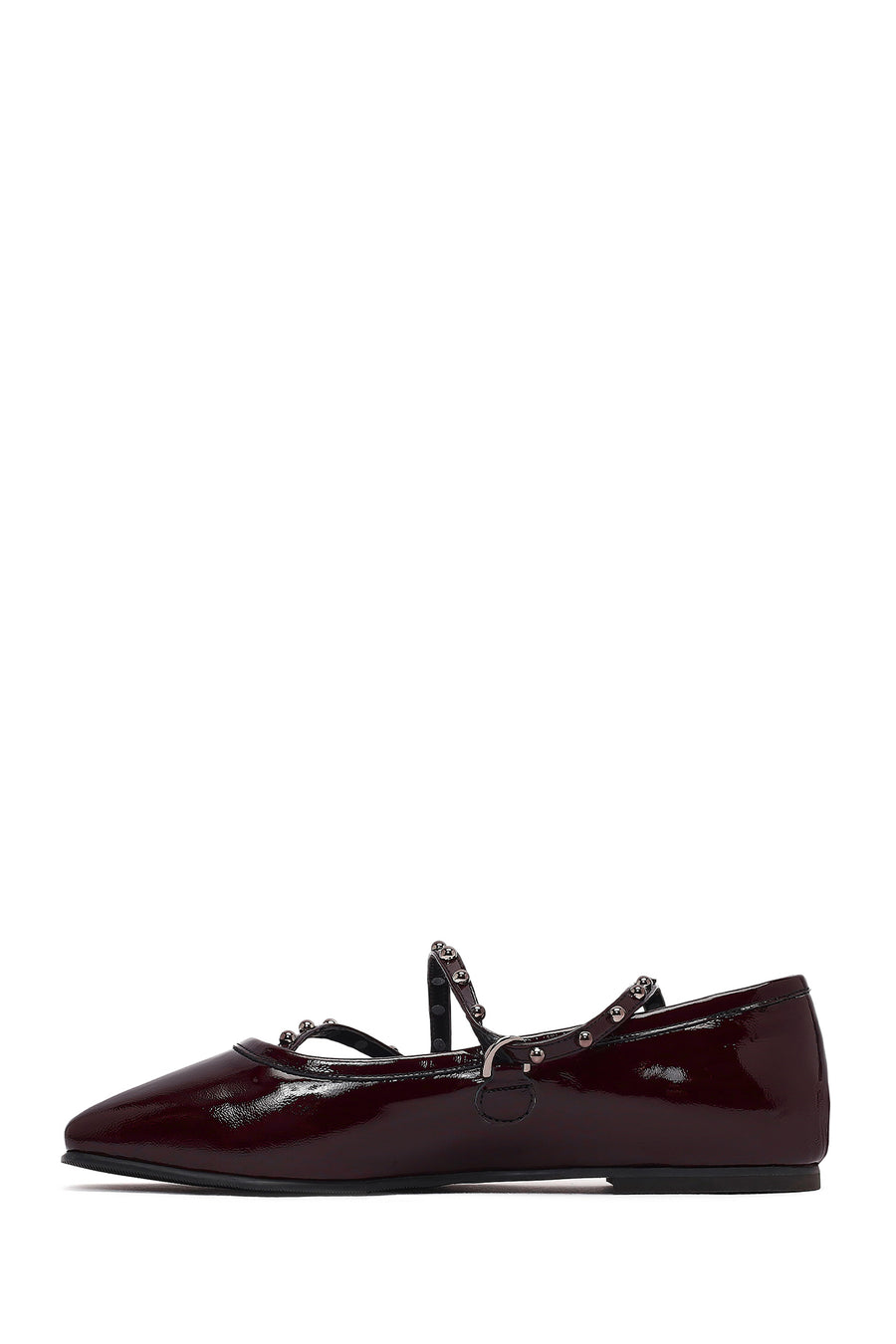 Women's Burgundy Buckled Patent Leather Ballet Flat