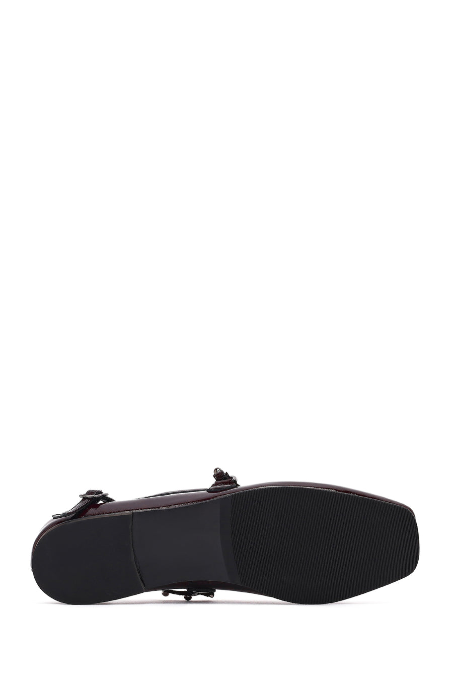 Women's Burgundy Buckled Patent Leather Ballet Flat