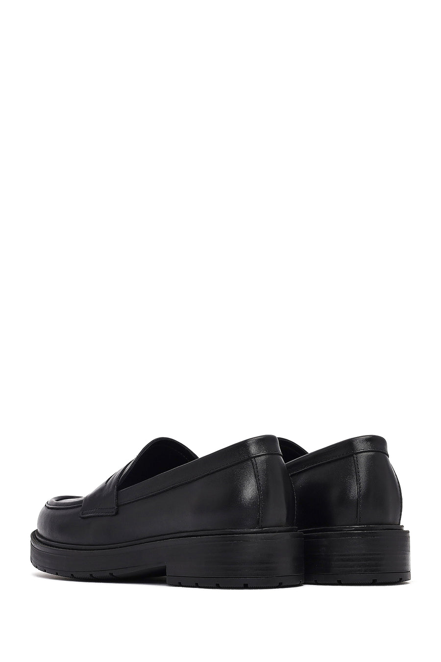 Women's Black Thick-Soled Leather Masculine Loafer