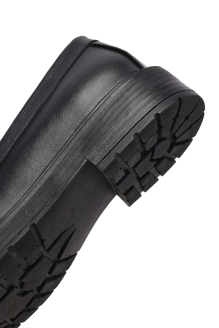 Women's Black Thick-Soled Leather Masculine Loafer