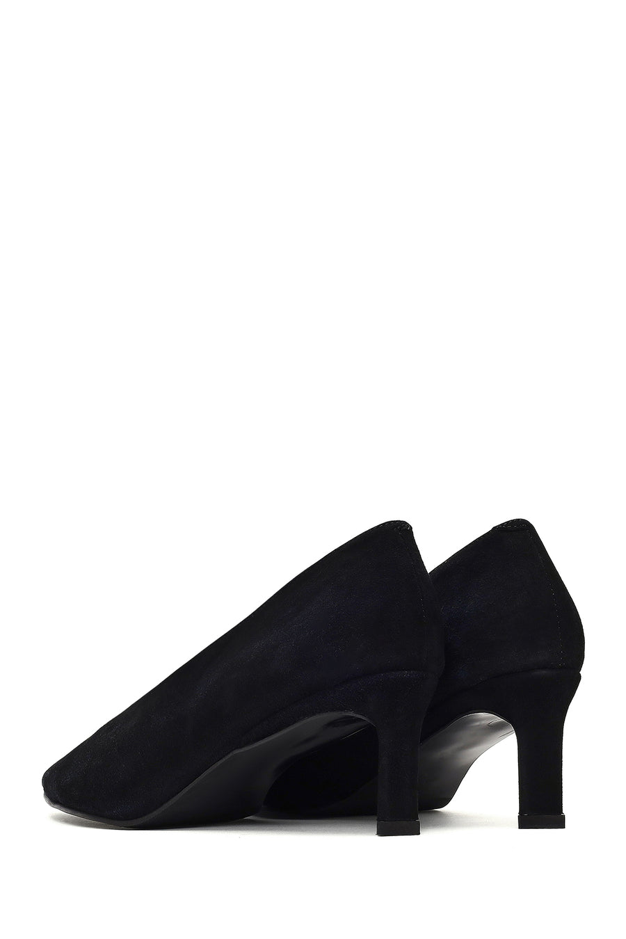 Kadın Siyah Kısa İnce Topuklu Süet Deri Stiletto