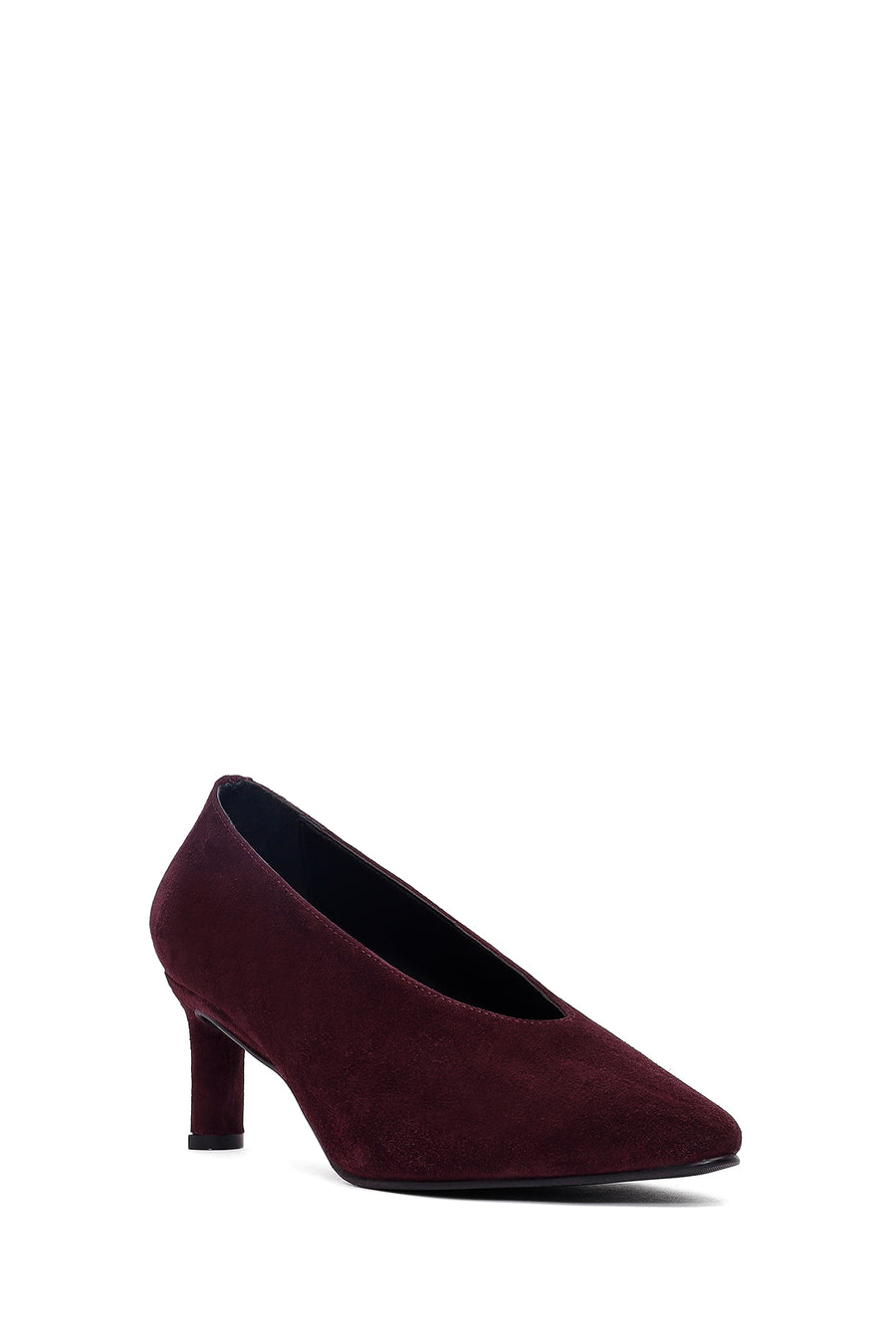 Kadın Bordo Kısa İnce Topuklu Süet Deri Stiletto