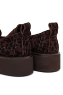 Kadın Leopar Desenli Süet Deri Maskülen Loafer | Derimod