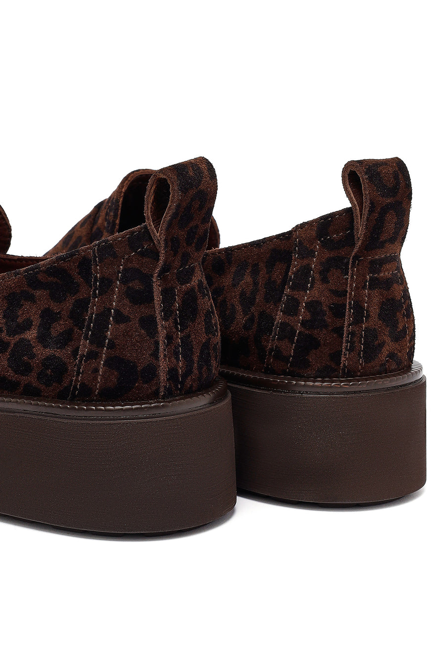 Kadın Leopar Desenli Süet Deri Maskülen Loafer