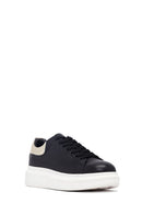 Kadın Siyah Bağcıklı Kalın Tabanlı Deri Sneaker | Derimod
