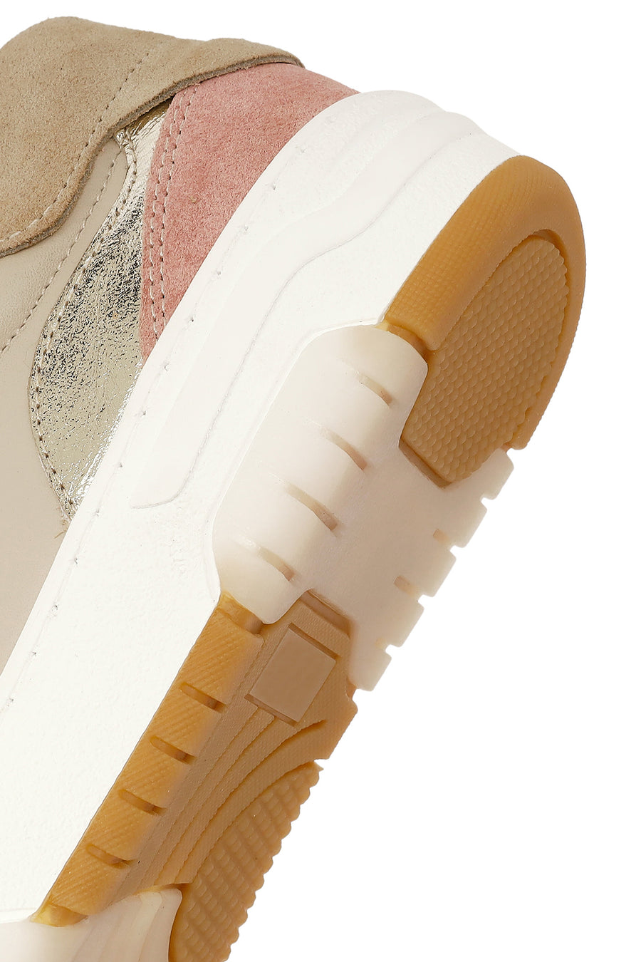 Kadın Bej Bağcıklı Kalın Tabanlı Deri Sneaker