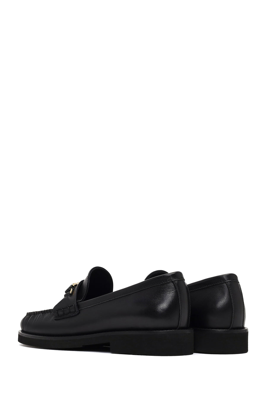 Women's Black Buckled Leather Loafer