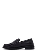 Kadın Siyah Püsküllü Deri Maskülen Loafer | Derimod