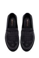 Kadın Siyah Püsküllü Deri Maskülen Loafer | Derimod