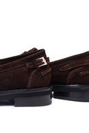 Woman Brown Buckled Suede Leather Loafer | Derimod