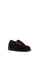 Woman Brown Buckled Suede Leather Loafer | Derimod