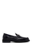 Women's Black Buckled Leather Masculine Loafer | Derimod