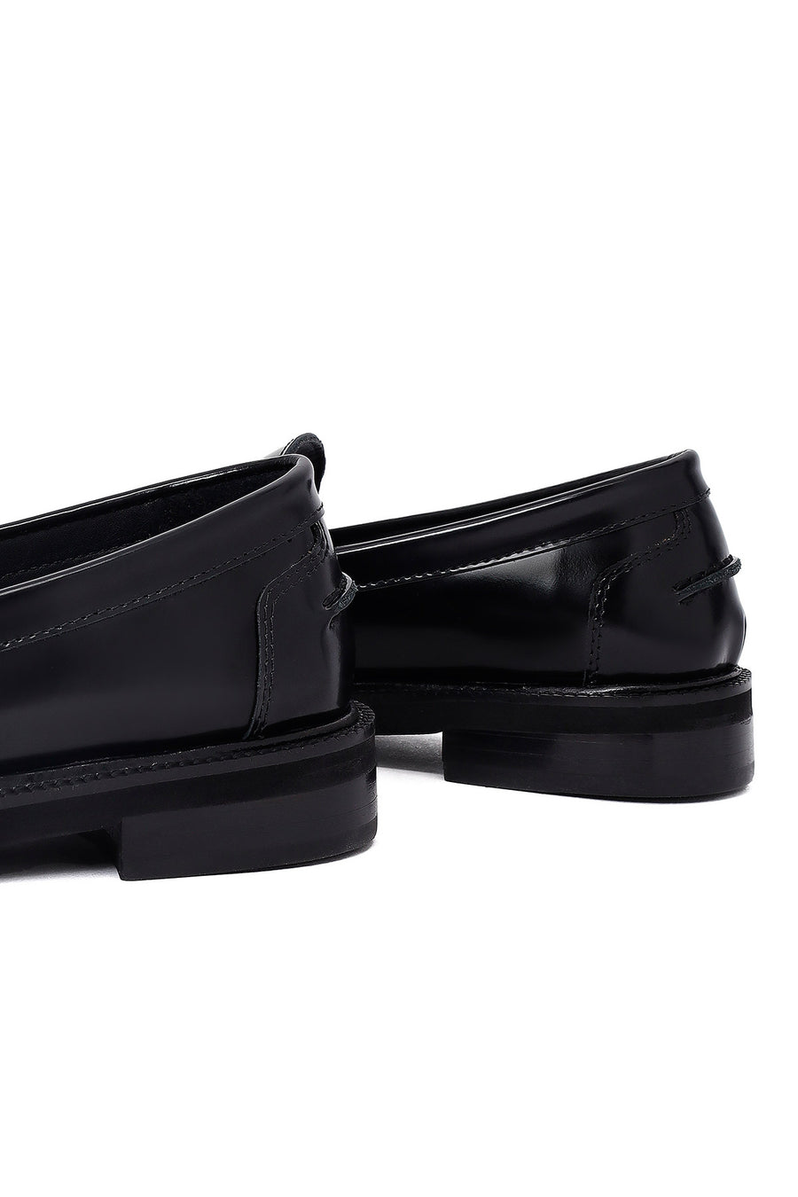 Women's Black Buckled Leather Masculine Loafer