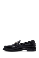 Women's Black Buckled Leather Masculine Loafer | Derimod