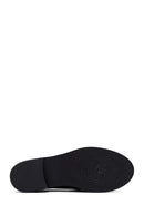 Women's Black Buckled Leather Masculine Loafer | Derimod
