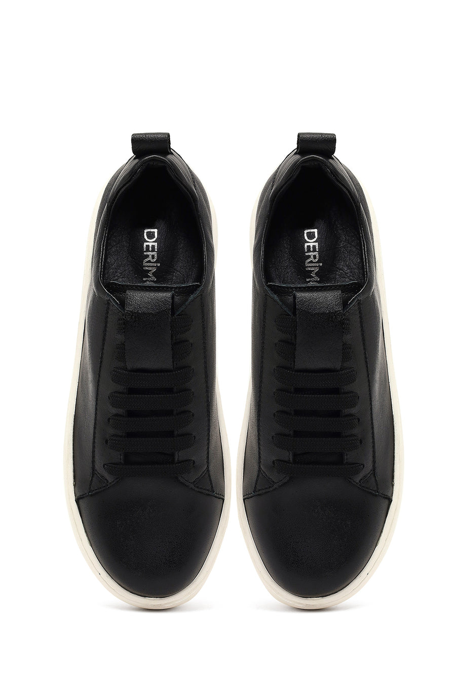 Kadın Siyah Bağcıklı Kalın Tabanlı Deri Sneaker