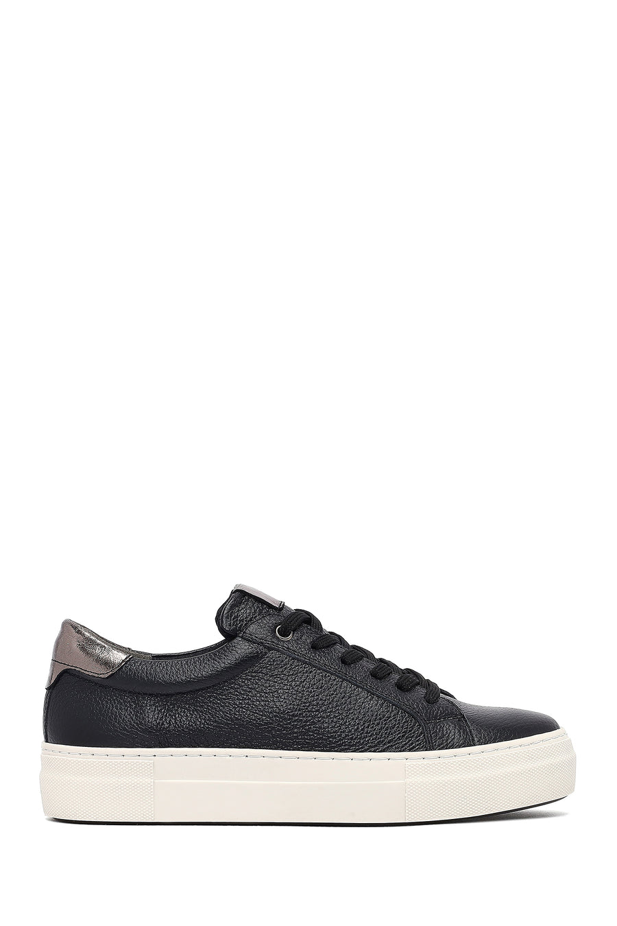 Kadın Siyah Bağcıklı Kalın Tabanlı Deri Sneaker 25AFD3700FT | Derimod