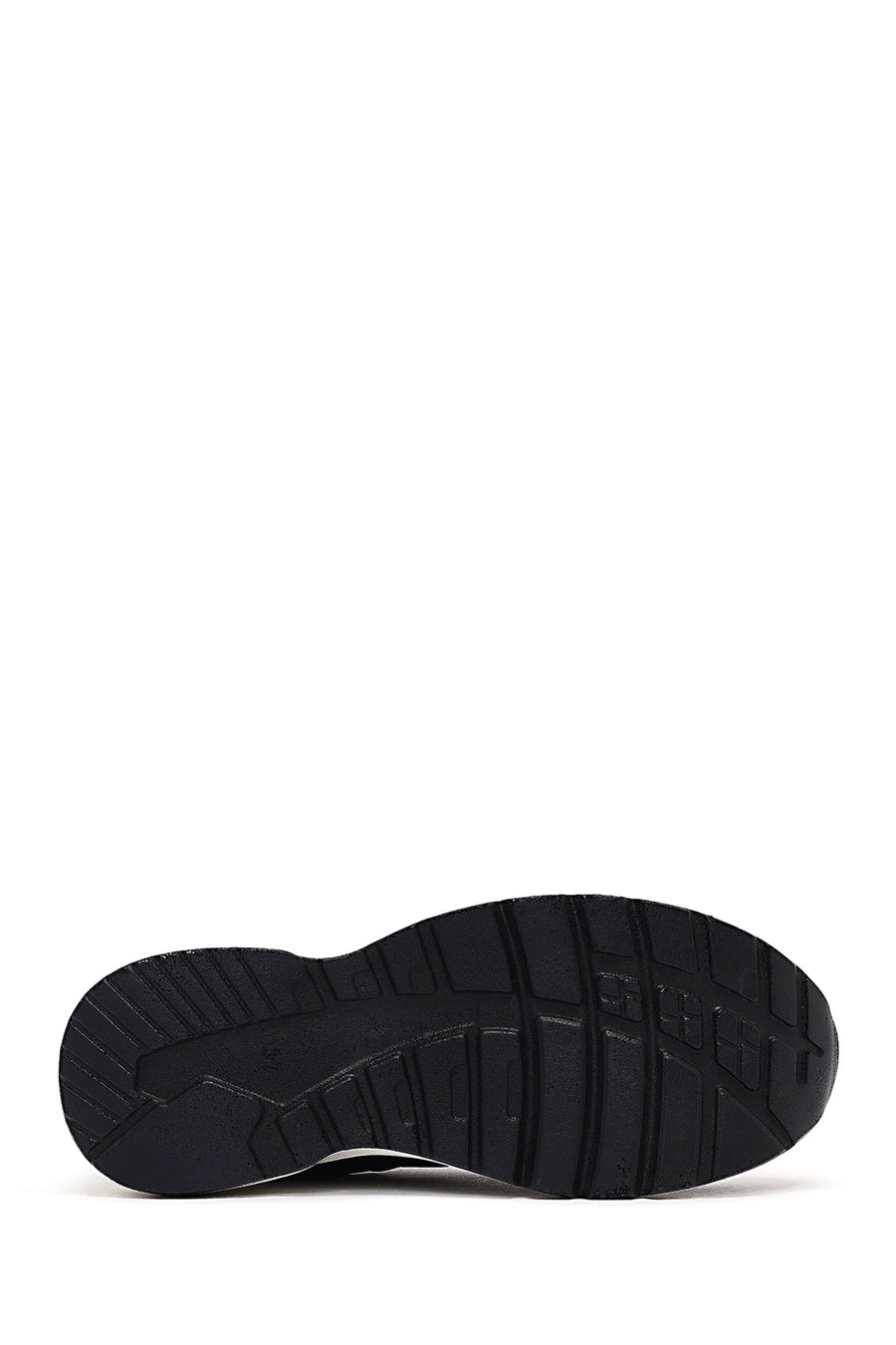 Woman Black Lace-Up Zipper Detailed Wedge Heels Leather Sneakers
