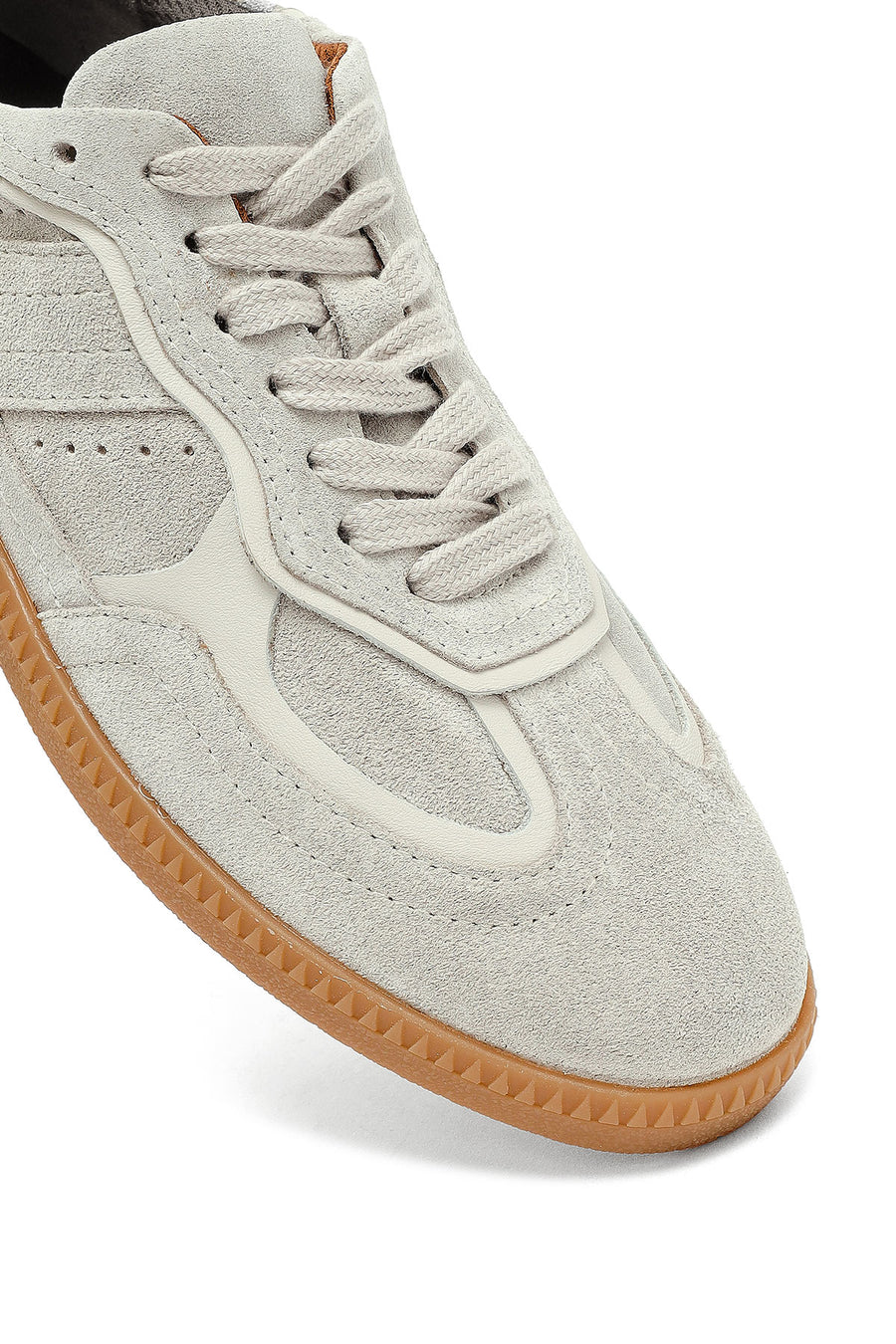 Woman Beige Laced Suede Leather Sneakers