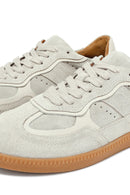 Woman Beige Laced Suede Leather Sneakers | Derimod