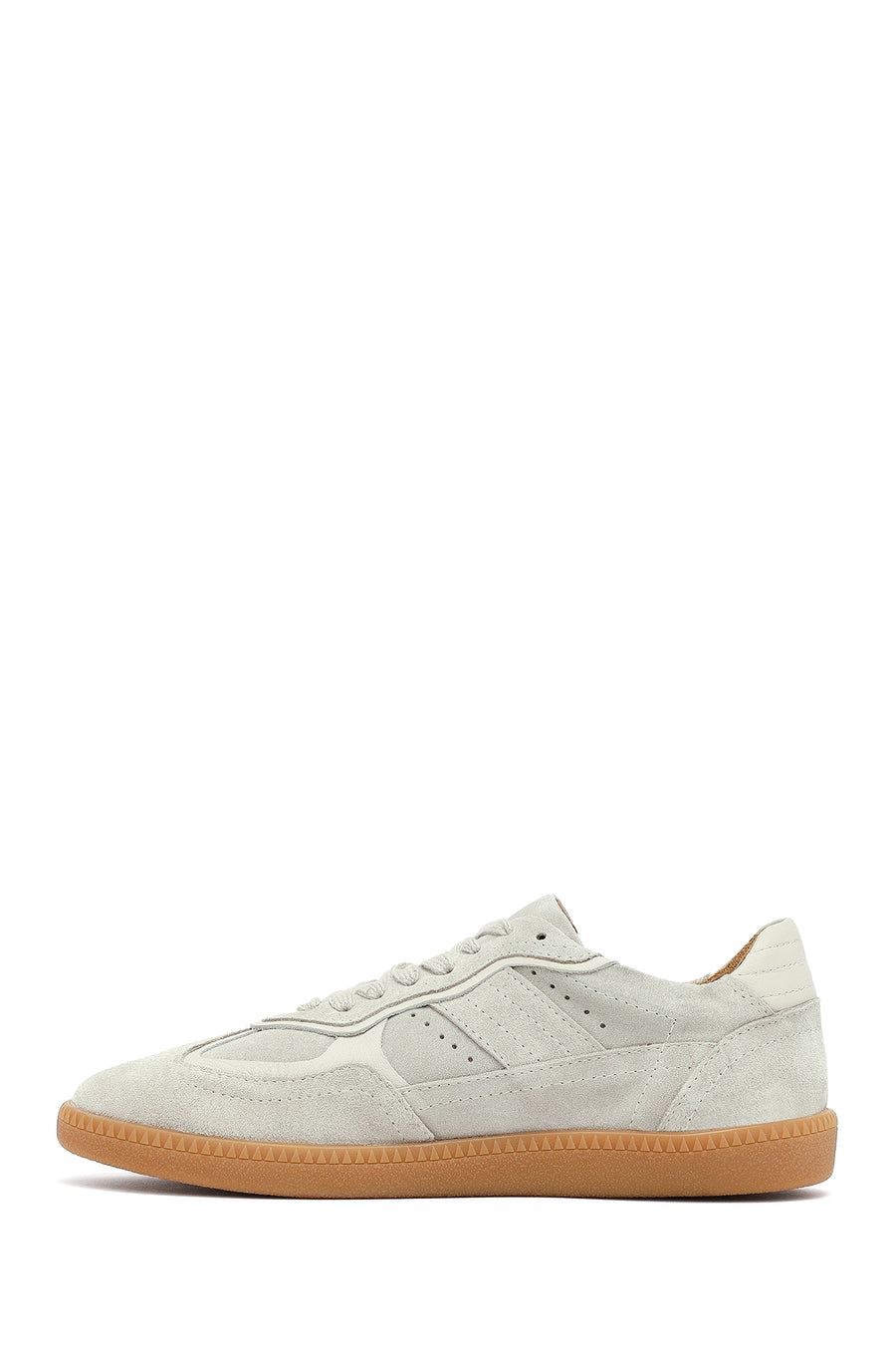 Woman Beige Laced Suede Leather Sneakers