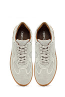 Woman Beige Laced Suede Leather Sneakers | Derimod