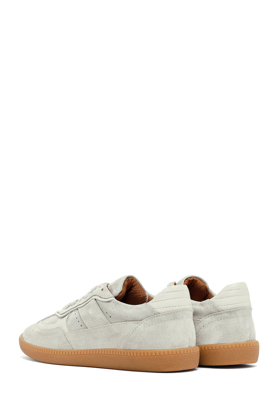Woman Beige Laced Suede Leather Sneakers