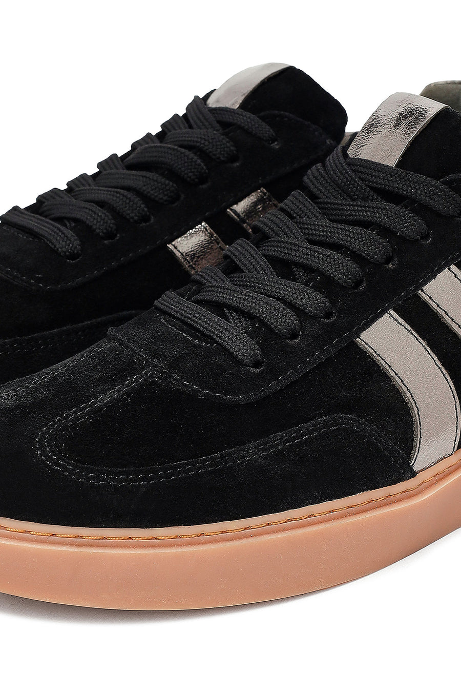 Kadın Siyah Bağcıklı Süet Deri Sneaker