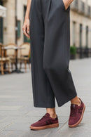 Woman Burgundy Laced Suede Leather Sneakers | Derimod